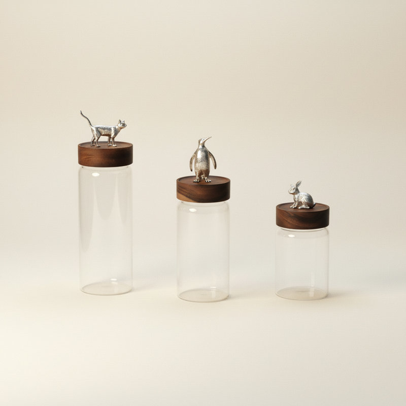Pots de rangement en verre Animal