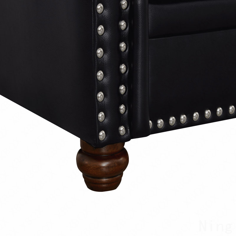 Canapé de salon avec canapé de rangement modulaire 2 + 3 en similicuir noir, Noir