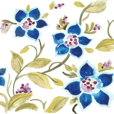 Abbey Floral Tiles II by June Erica Vess - Wrapped Canvas Painting