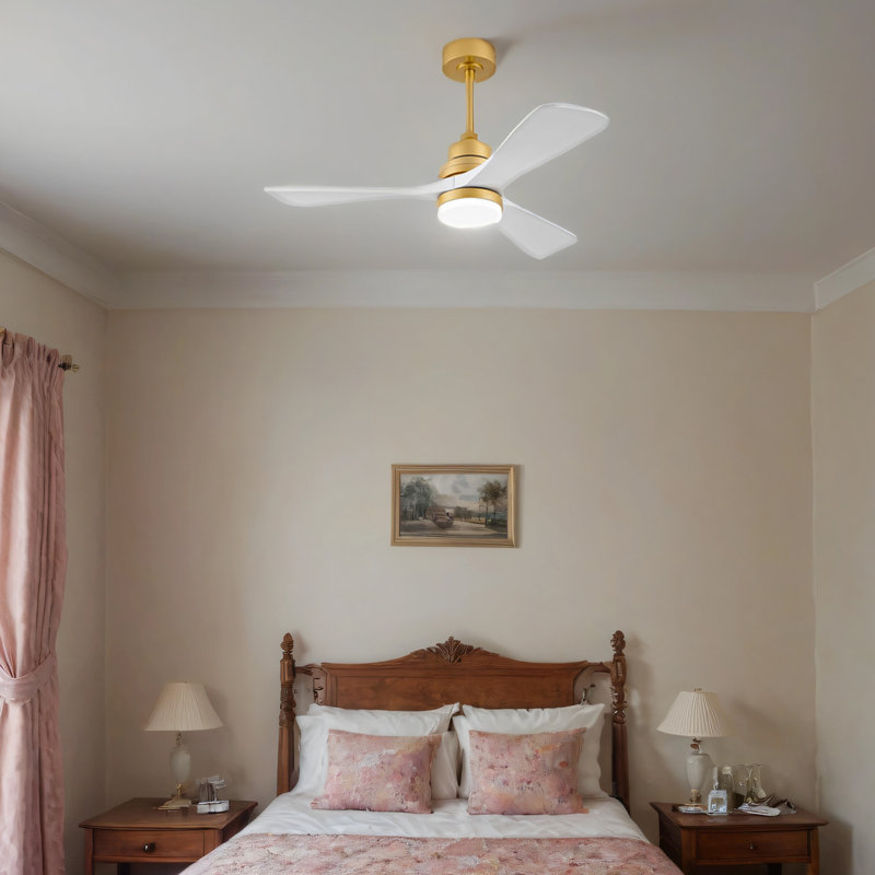 Hot sales Ventilateur de plafond intérieur de 42 pouces avec lumière à DEL à intensité variable et 3 pales en bois massif avec moteur à courant continu réversible
