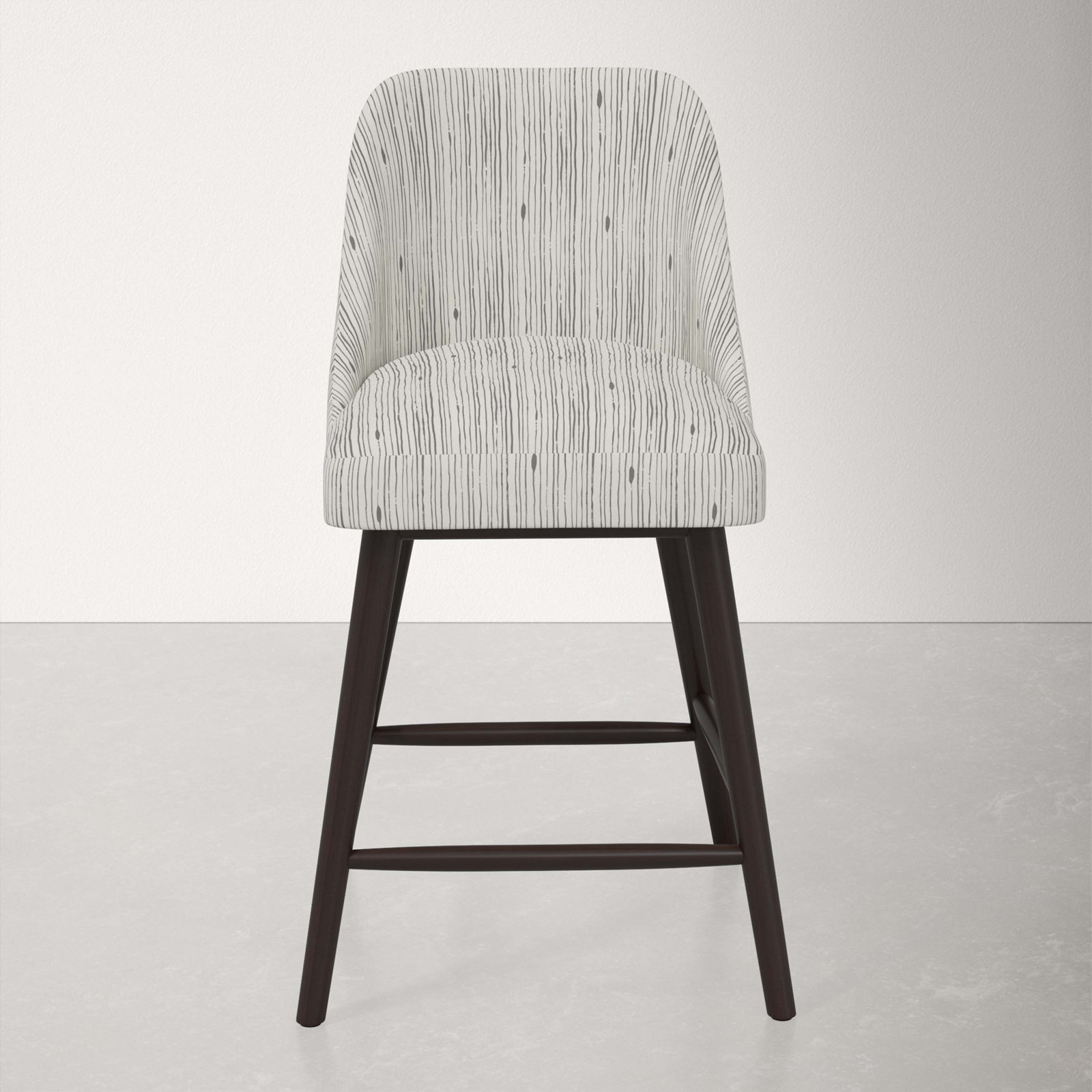 Gallie Bar & Counter Stool, Counter Stool (27” Seat Height), Espresso, Shibori Stripe Grey