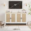 Buffet 60 "en rotin - Buffet de rangement de ferme avec 4 portes et tablettes réglables, console tissée-1050096573