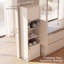 Armoire de cuisine autoportante OMCMUU de 180 cm de hauteur, 40 cm L x 40 cm P x 180 cm H, placard de rangement étroit avec 3 portes et étagères intérieures réglables, idéale pour ranger les aliments dans la cuisine ou la salle à manger, finis blanc et noyer, trousse anti-basculement incluse-1811190745
