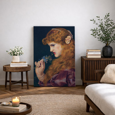 Art pré-raphaélite avec fleurs, photos de portrait classique, impression sur toile encadrée