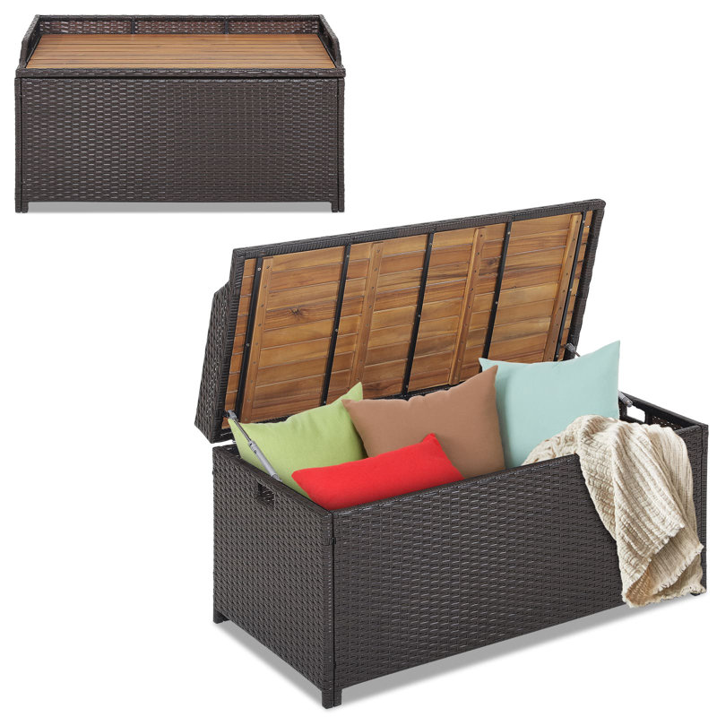 Costway 0.01cm W 170L Deck Box in Brown