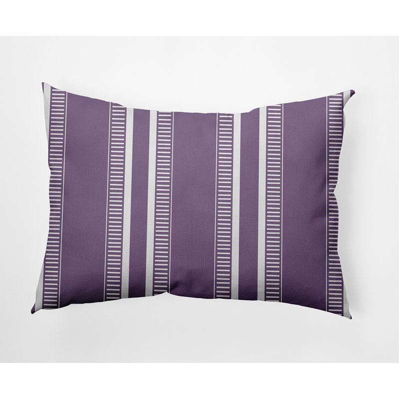 Dashing Striped Outdoor Reversible Throw Pillow, Purple