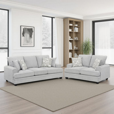 Zehr Modern & Contemporary 2-Piece Living Room Set with Luxurious Chenille Fabric Upholstery, Reversible Cushions & Superior Foam over Pocket Coils Comfort