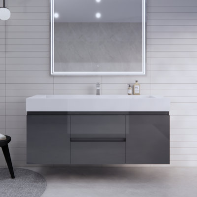 Ensemble de meuble-lavabo mural simple 59 po Babajide