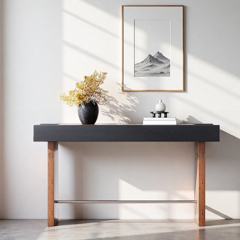 Console en bois massif de style chinois, H 29,5 po x l 47,2 po x P 13,8 po