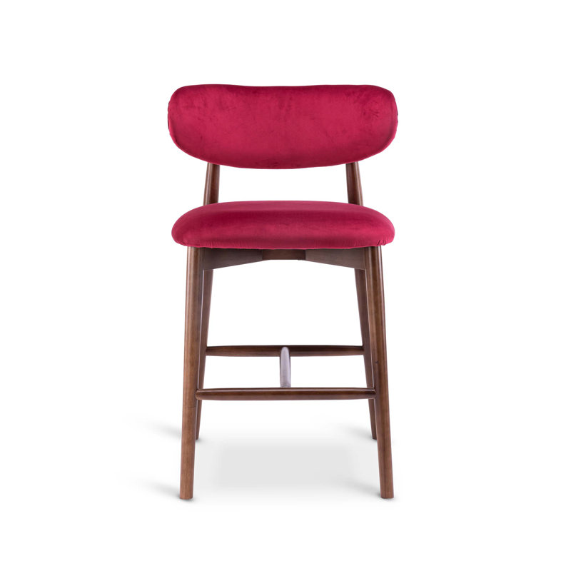 Zeidler Upholstered Counter Stool with Solid Wood Frame, Raspberry Red
