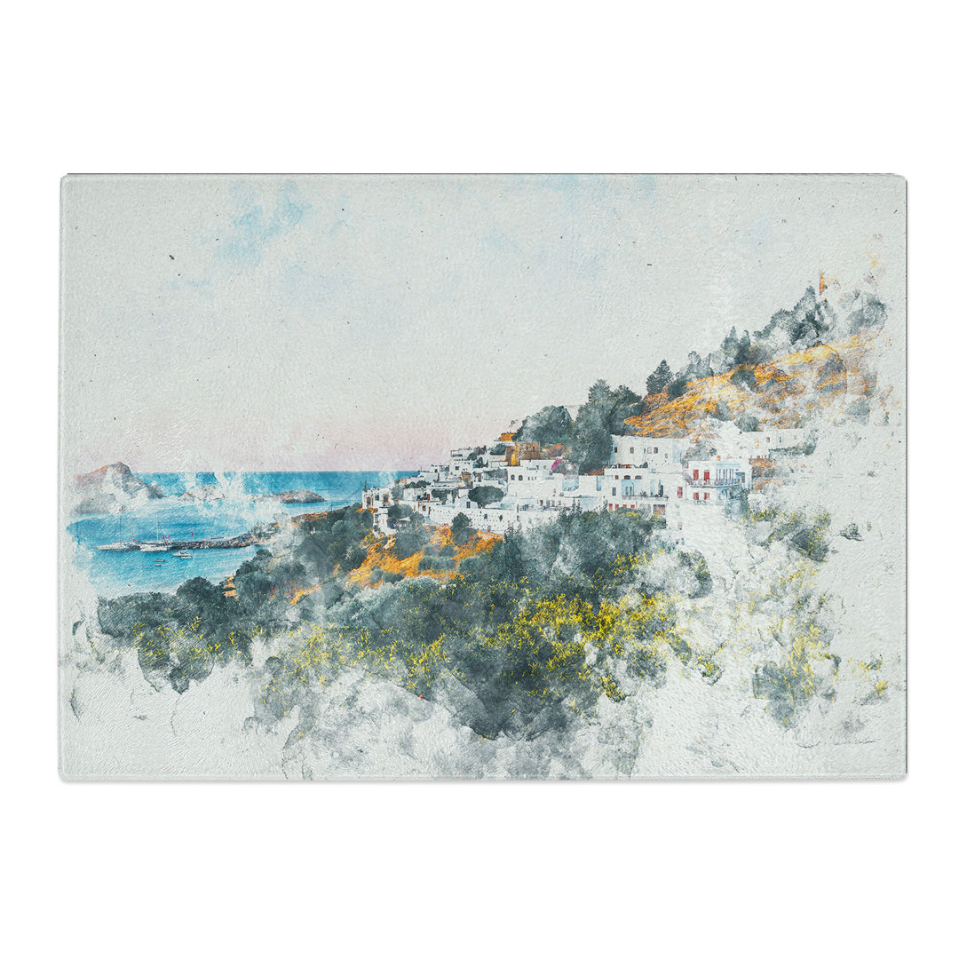 Tempered Glass the Island of Rhodes in Greece Chopping Board