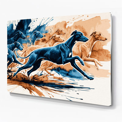 Dogs Whippet Beige Metal Wall Art