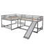 Lit superposé en L pour lit double et simple avec glissière et échelle courte, gris-443129492