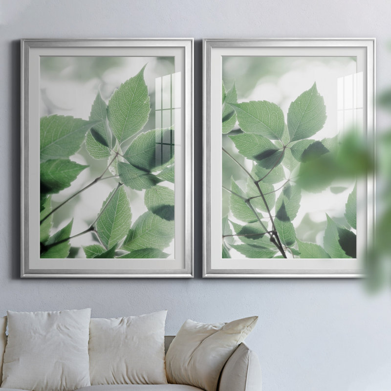 Irene Weisz - ensemble de 2 reproductions, Papier avec cadre argenté, Blanc, H 26,5 po x l 73 po x P 1,5 po
