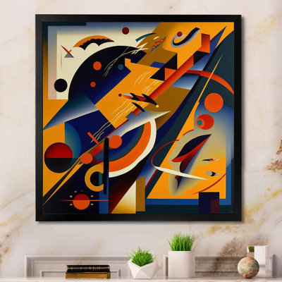 Multicolore géométrique formes orange IV - reproduction sur toile