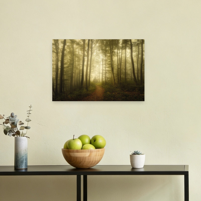 Sentier de la forêt enchantée - Affiche murale onirique, éthérée et mystique représentant une forêt d'automne