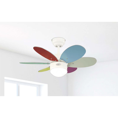 76cm Feitoza 6 - Blade Ceiling Fan with Pull Chain and Light Kit Included