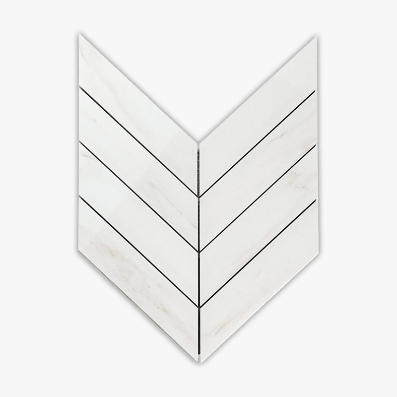 Bianco Dolomiti Honed 2X8 Chevron Marble Mosaic