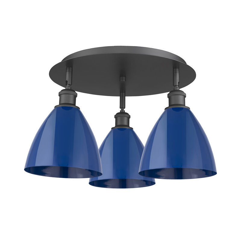 Plafonnier encastré 3 lumières 7,5 po Allare, Bleu, Noir mat