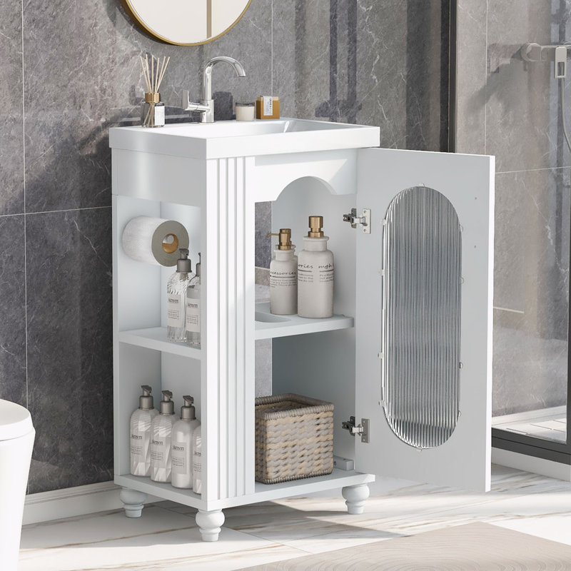 Meuble-lavabo de salle de bain avec lavabo, Blanc