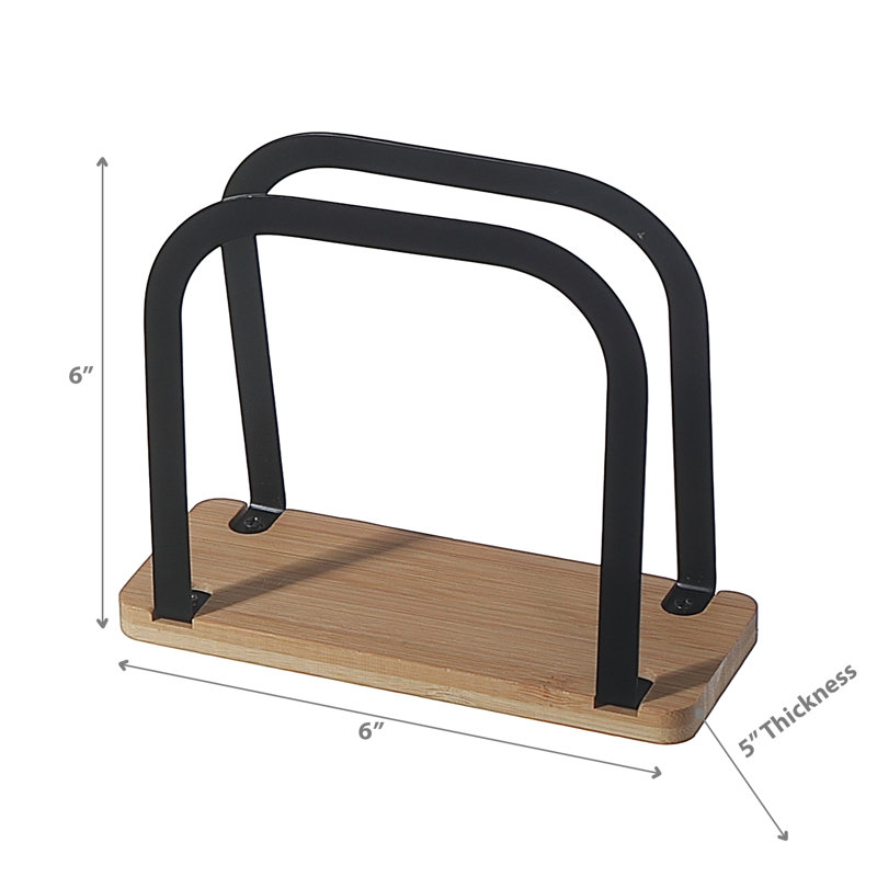 Porte-serviette en métal avec dessous en bambou