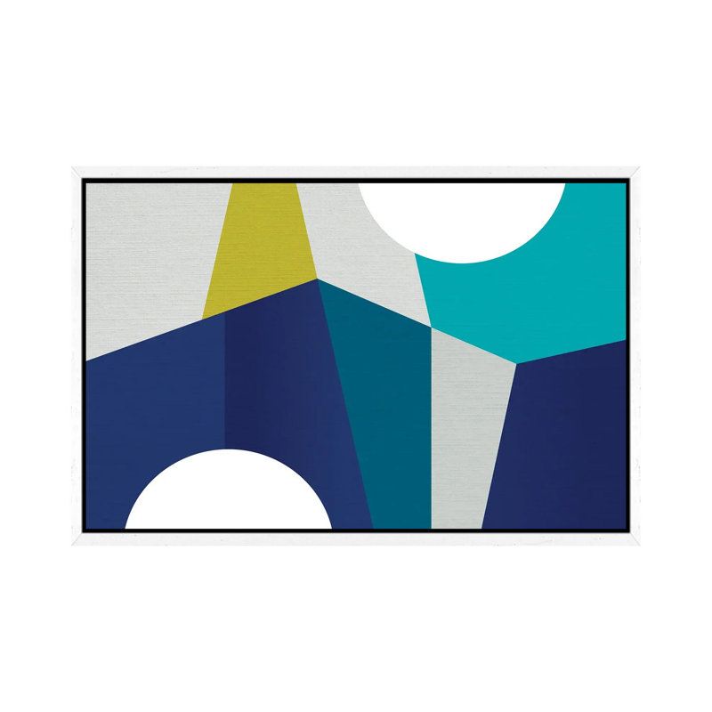 MCM Geometry Blue II - Print on Canvas, 66.04 cm H x 45.72 cm W, White Framed