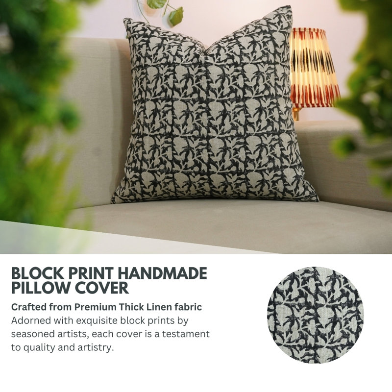 Coussin décoratif décoratif Fabividine Boho, jeté, coton épais, (noir, noir), H 14 po x l 14 po