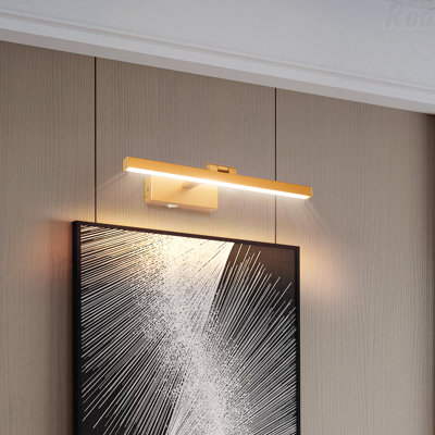 16" Bathroom Vanity Light - Black Metal LED Dimmable, Modern Over-Mirror Design