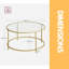Gold Glass Round Coffee Table Modern Living Room Home Furniture Metal Frame
