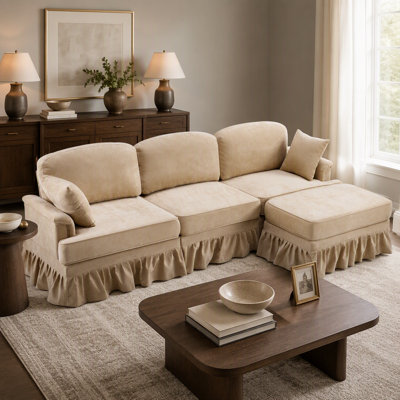 Modern Sectional Sofa with Removable Skirt and Modular Design