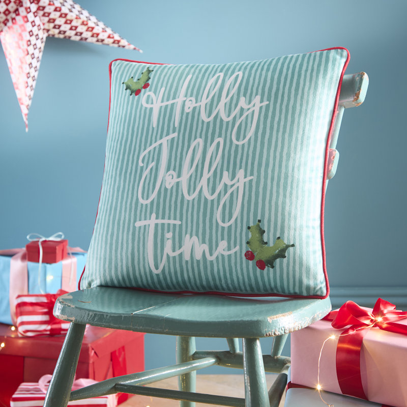 Christmas Vintage Frames Striped Red Cushion, Cushion Cover