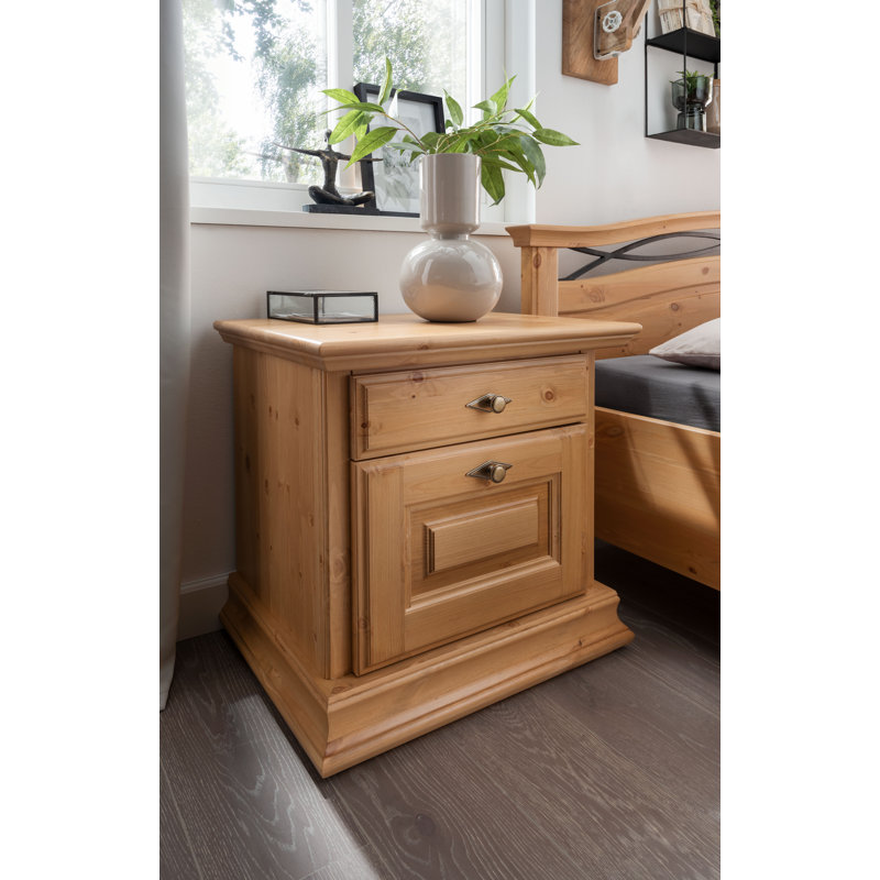 Coden 60cm W Solid Wood Bedside Table, Brown