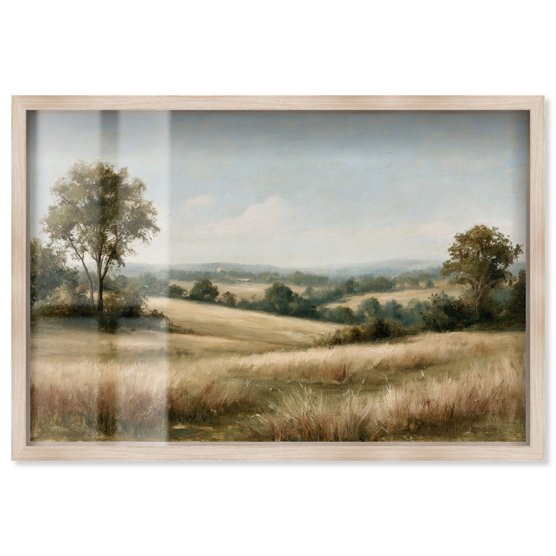 «Amber Fields II Shadowbox» par Cabezas, H 10 po x l 15 po, Cadre blond