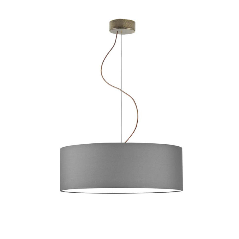 Aubryelle 3 - Light Drum Pendant, Gray, Antique (Old) Gold, 120cm H x 50cm W x 50cm D