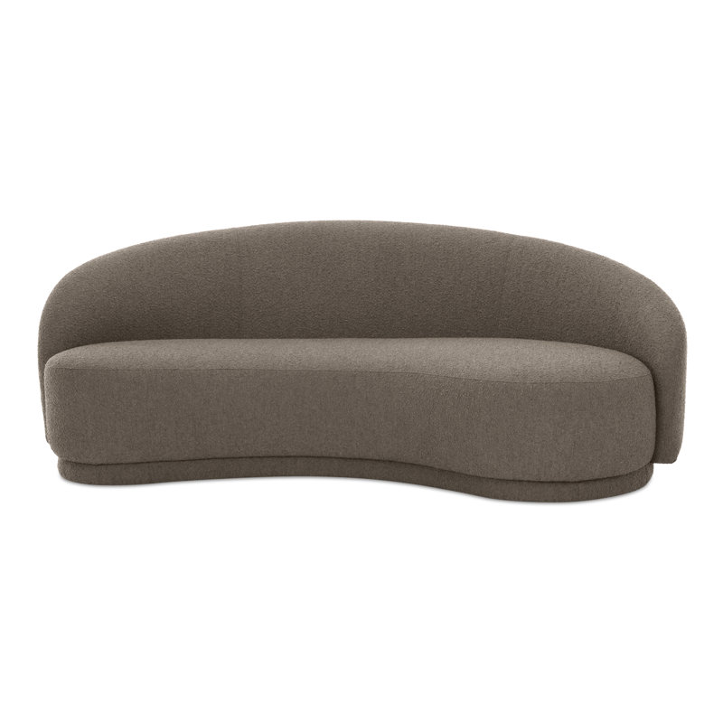 82.25" Round Arm Curved Loveseat, Maya Taupe Boucle