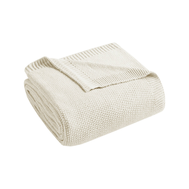 Couverture en tricot Bree, Ivoire, Double/grand