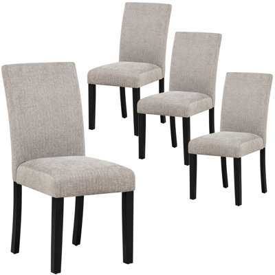 Dining Chairs Only, Wooden Dining Chairs Set Of 4, Kitchen Chair With Padded Seat, Upholstered Side Chair For Dining Room, Living Room, Kitchen, Black