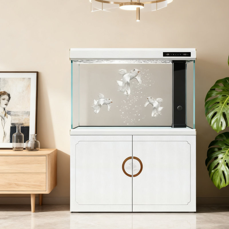 Grand réservoir d'aquarium ultra-clair filtré à contrôle intelligent, H 57,48 po x l 23,62 po x P 14,17 po, Blanc