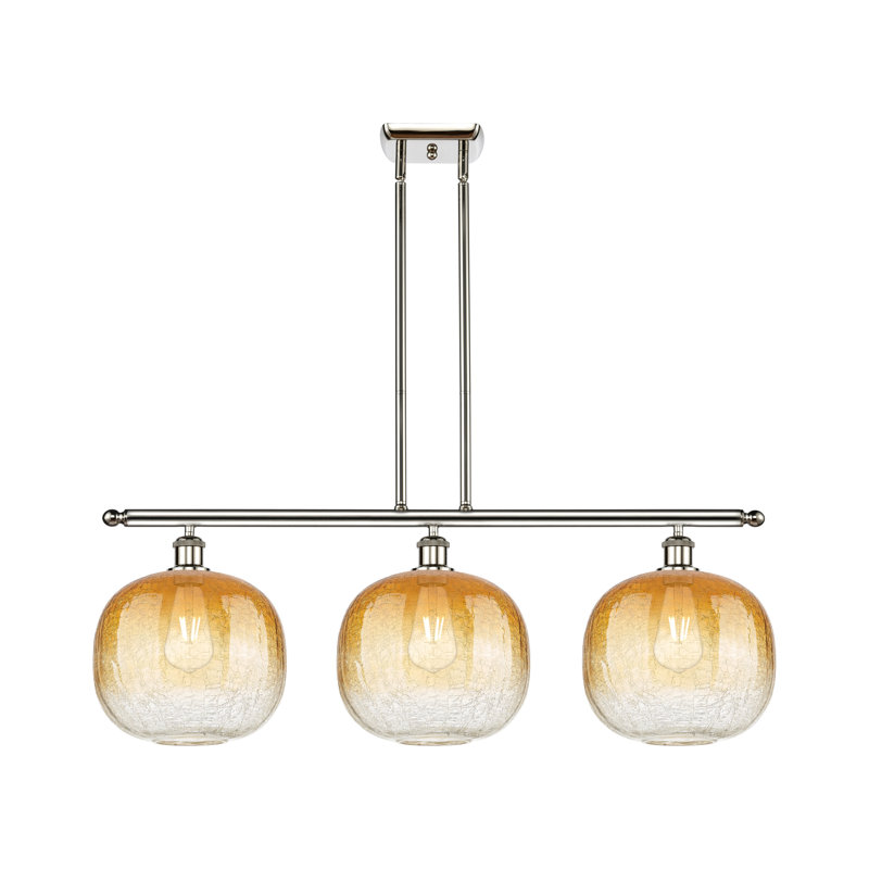 Luminaire suspendu pour îlot 3 lumières Ballston - Himmel, Ambre, Nickel poli