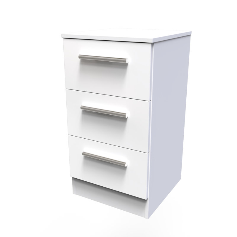 Bhaga 37cm W Manufactured Wood Bedside Table, White Matt