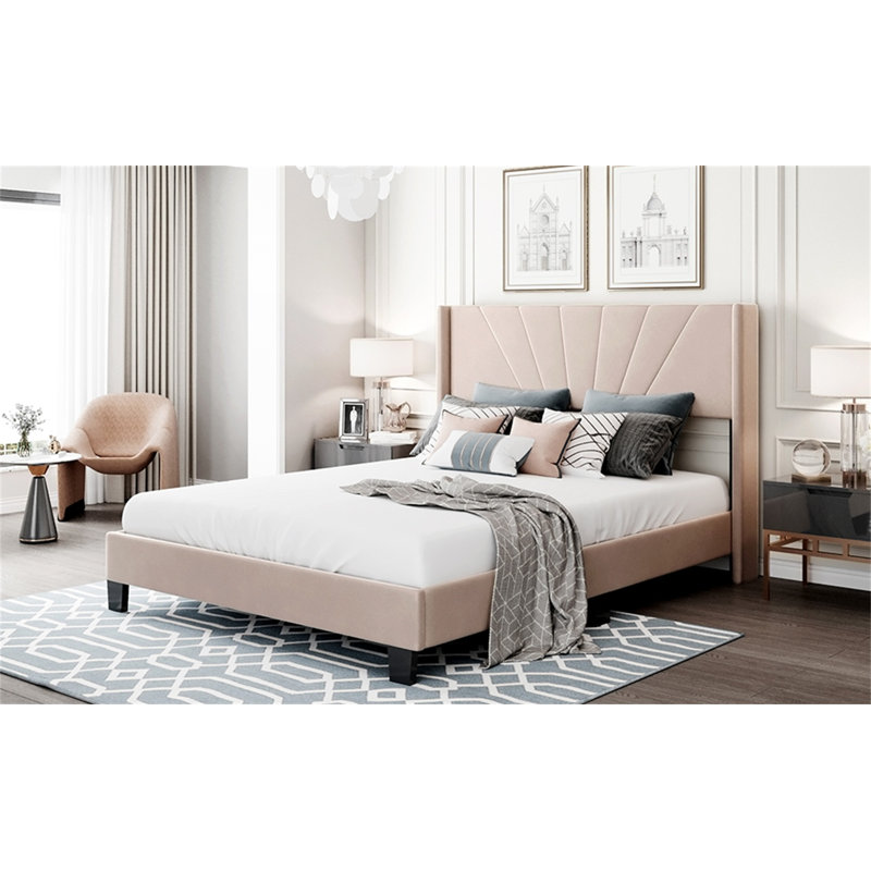 Knorring Upholstered Platform Bed, Beige