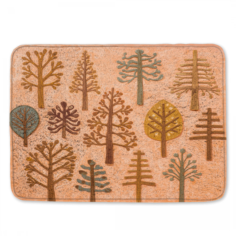 Tapis de bain à motif d'arbre stylisé, L 24 po x L 17 po