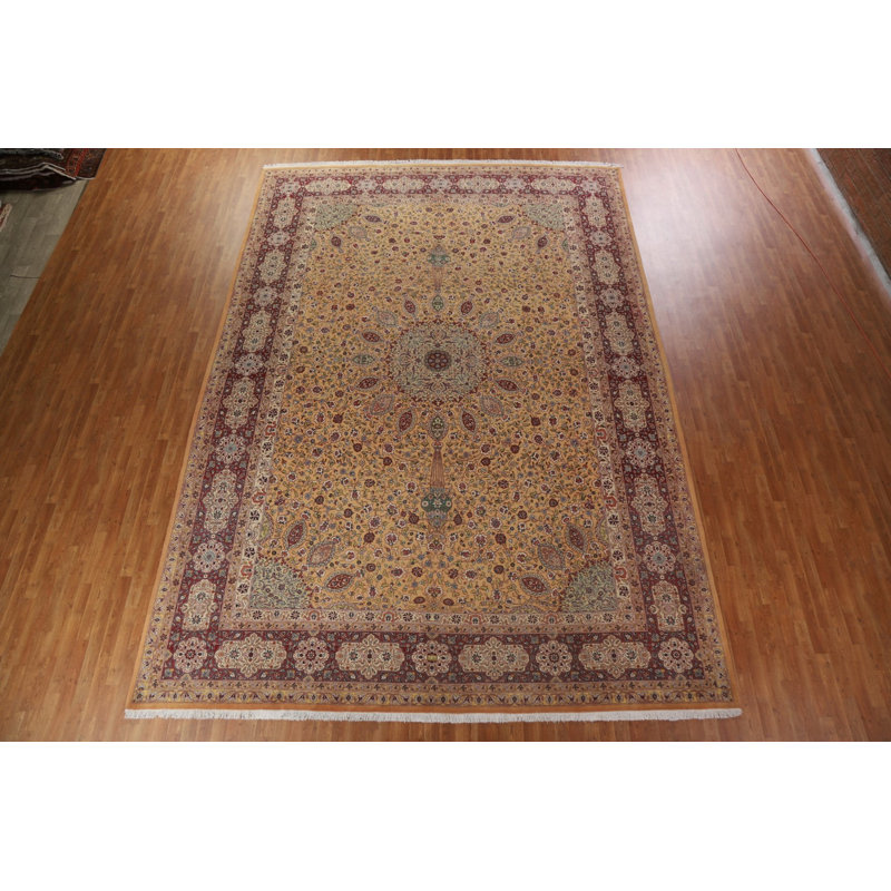 Tapis persan à motif végétal Tabriz noué à la main 11 x 16