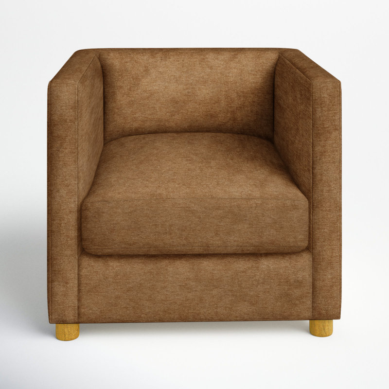 Emilie Upholstered Chair and a Half, Oak, Nave Bark Performance Distressed Velvet