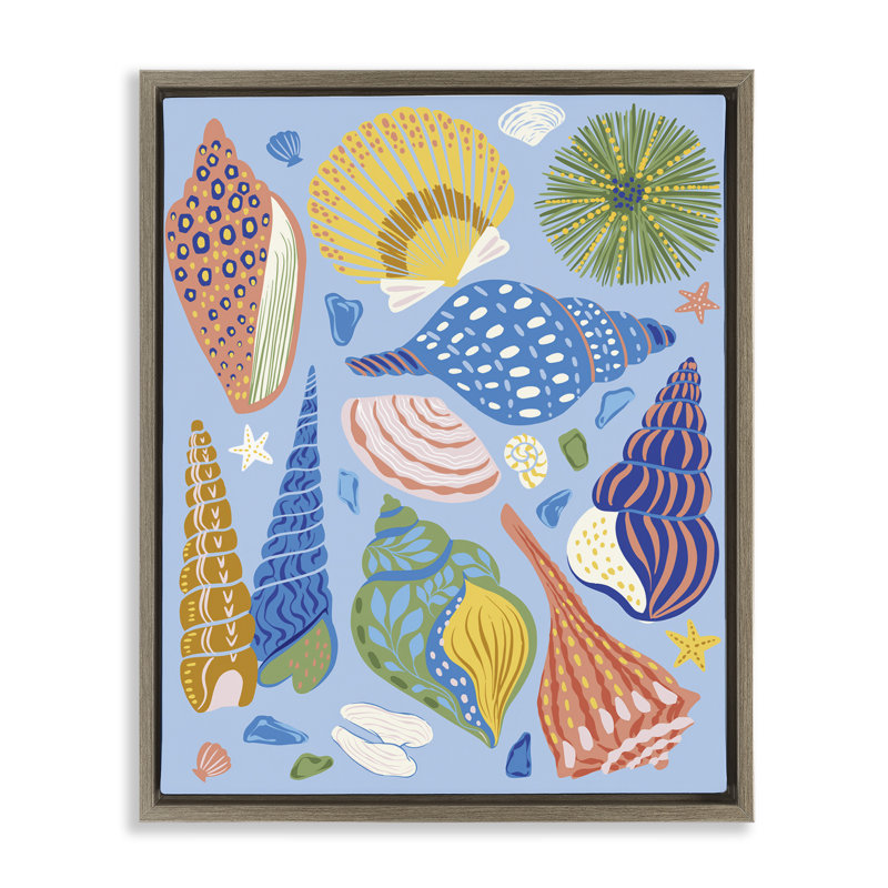  «Summer Fun Seashells» par Arrolynn Weiderhold, Montalcino Elm Floater Frame, H 31 po x l 25 po