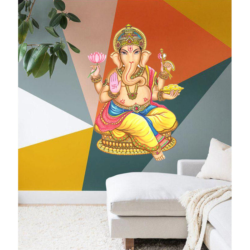 Adhésif décoratif éléphant Ganesha yoga mantra, H 46 po x l 69 po