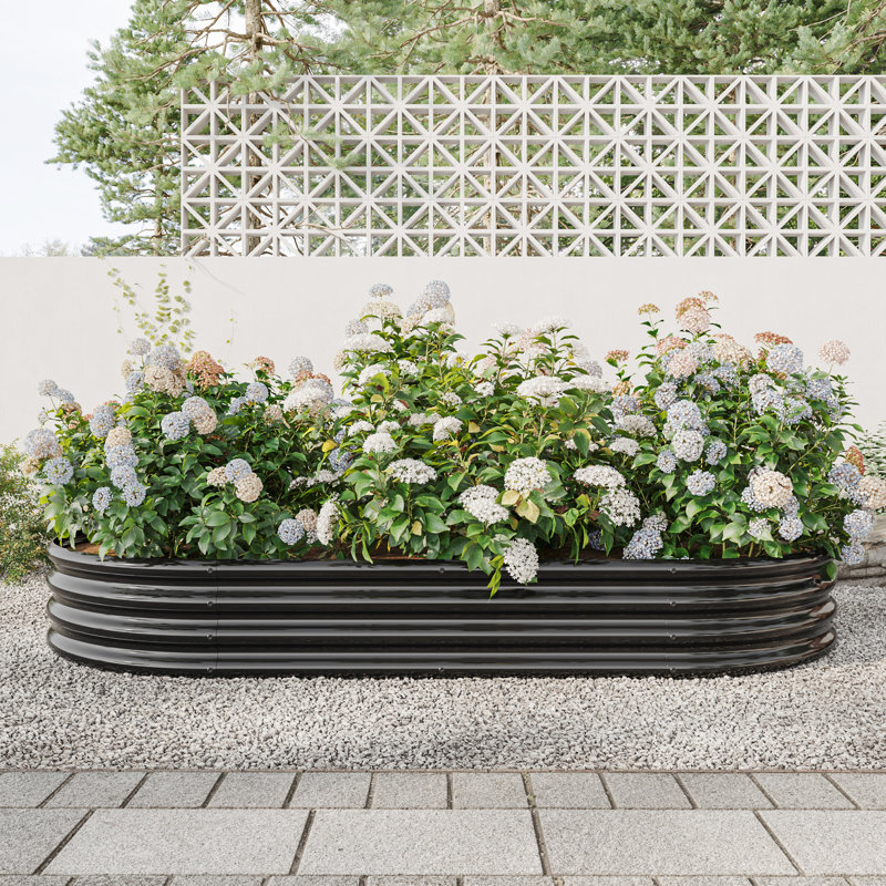 Metal Raised Planter Bed, Black, 88.99"X44.13"X11.26", For Plants & Veggies, Rustproof Material, Spacious Interior Black Garden 88.22"X44.13"X11.26", Flowers, Build, Enhances Soil Drainage Efficiency