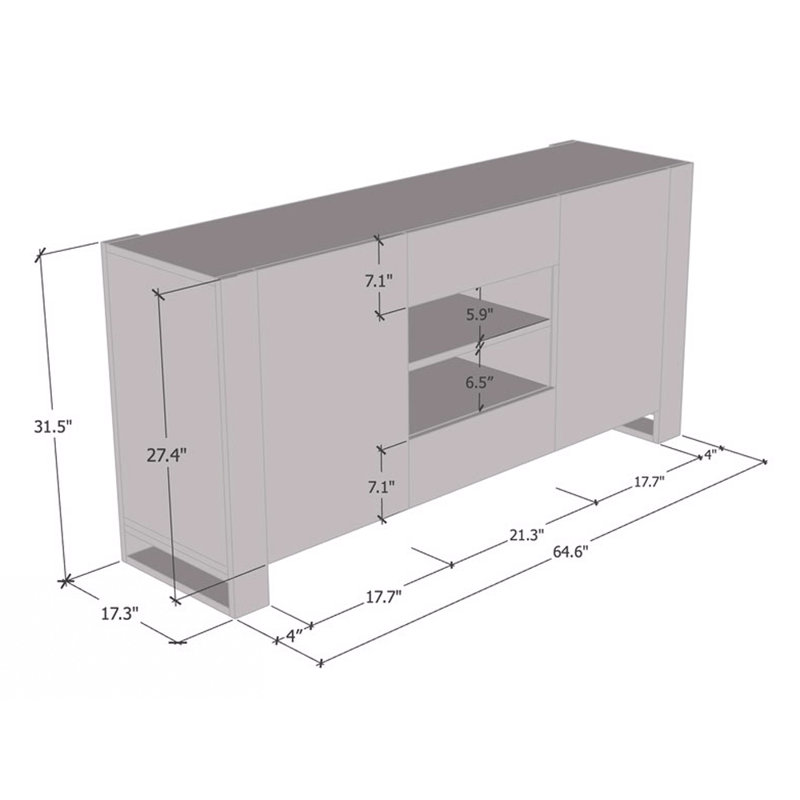 Togut 64.5'' Oak and Gray Modern Sideboard Buffet
