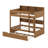 Bunk Bed Frame With Trundle And Storage Shelves, Solid Wood Floor Bunk Bed With Ladders And Guardrails-125124729-125124731