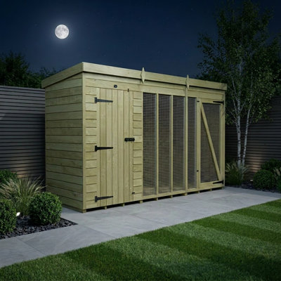 Total Sheds 12ft x 4ft Dog Run Full Height - Outdoor Dog Kennel - Pressure Treated Timber - UK Manufactured
